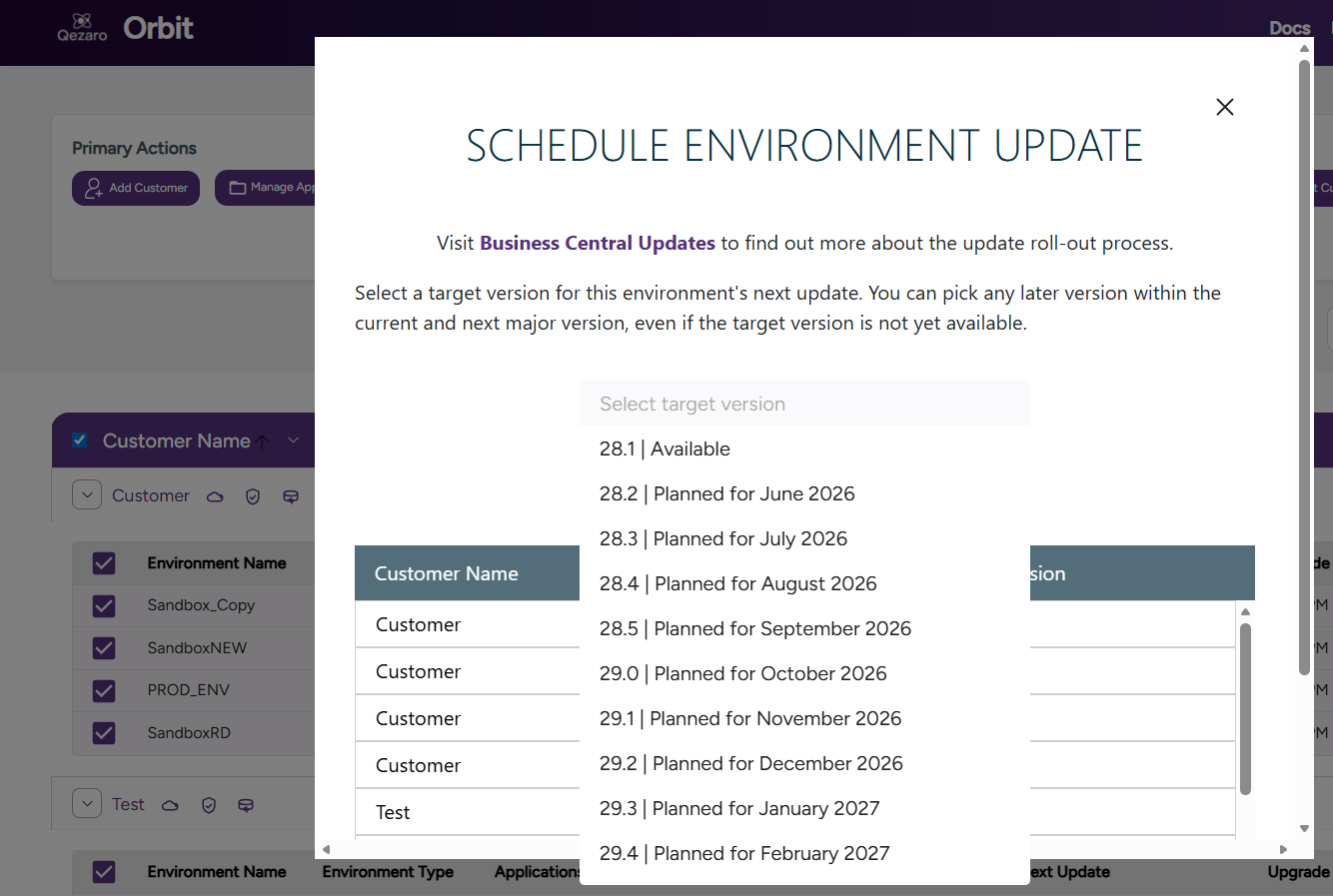Bulk environment update