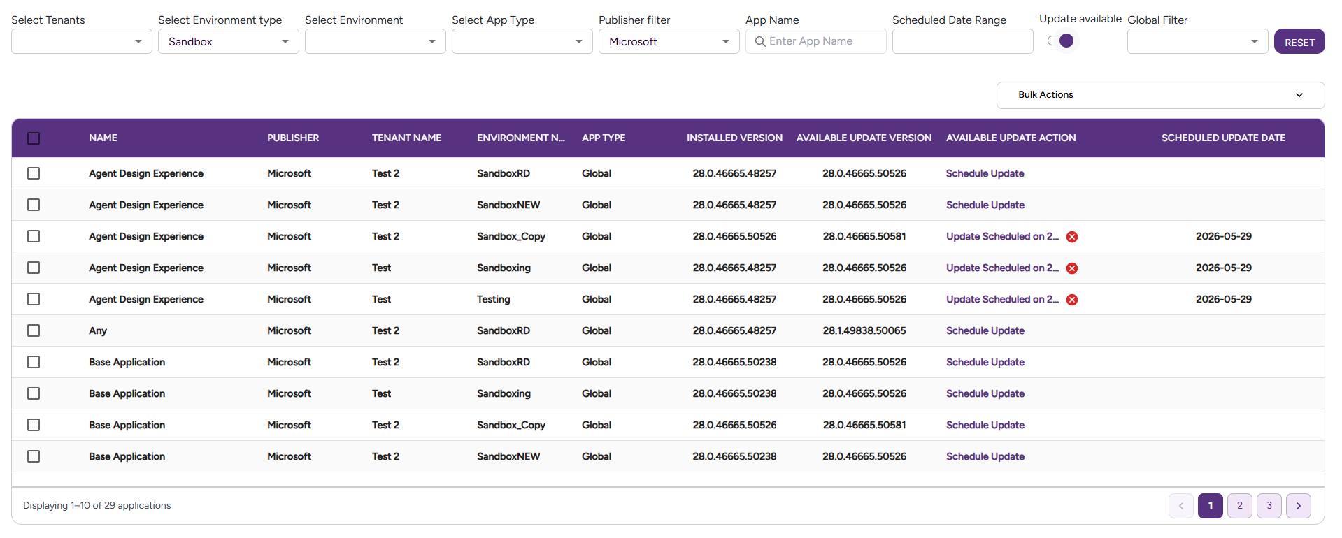 Manage Apps Page