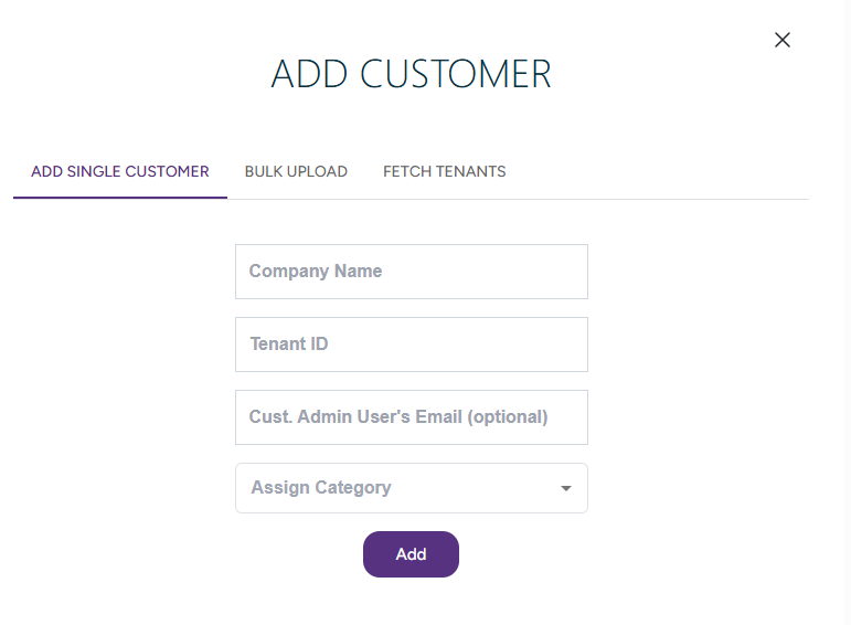 Single customer form