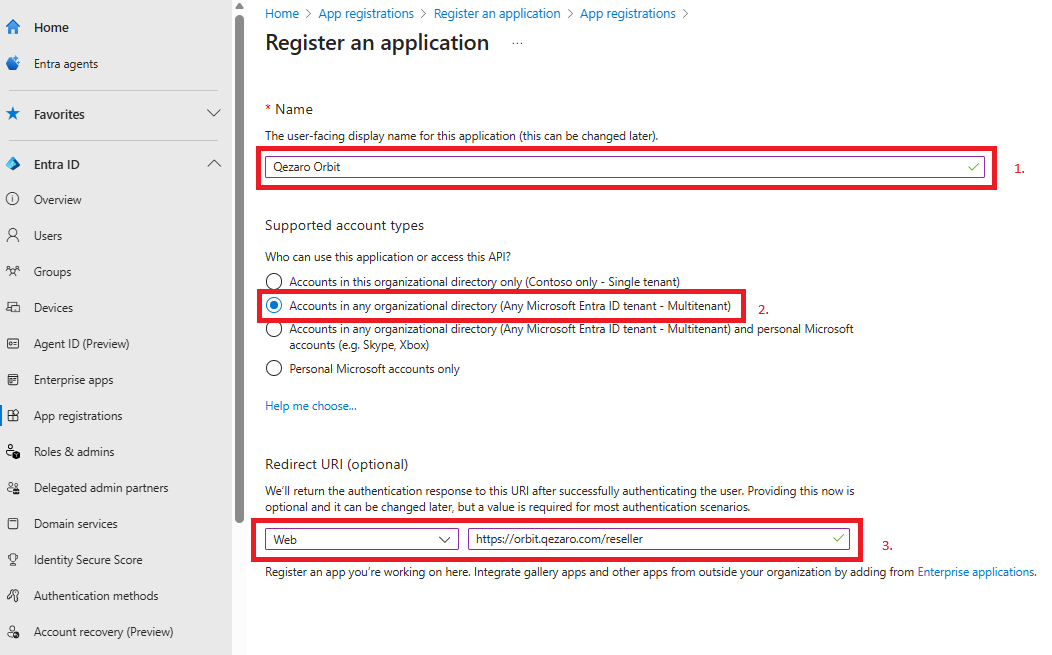 App registration form
